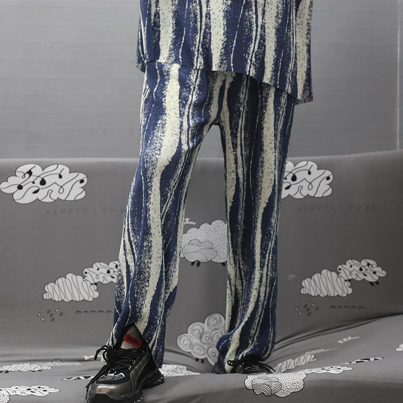 

Fashion Vintage Plaid Patchwork Pants Harajuku Woman Man Trousers Elastics High Waist Pants Korean Causal Straight Male, Black