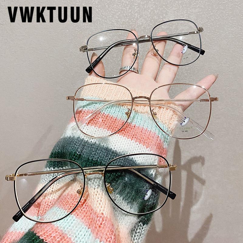 

Fashion Sunglasses Frames VWKTUUN Pilot Glasses Frame Men Eyewear Anti Blue Light Metal Eyeglasses Vintage Oversized Big