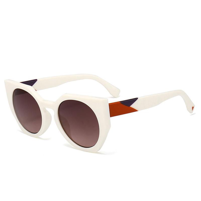 

Veshion Round Cat Eye Sunglasses White For Women Brand Glasses Designer Fashion Male Female Shades