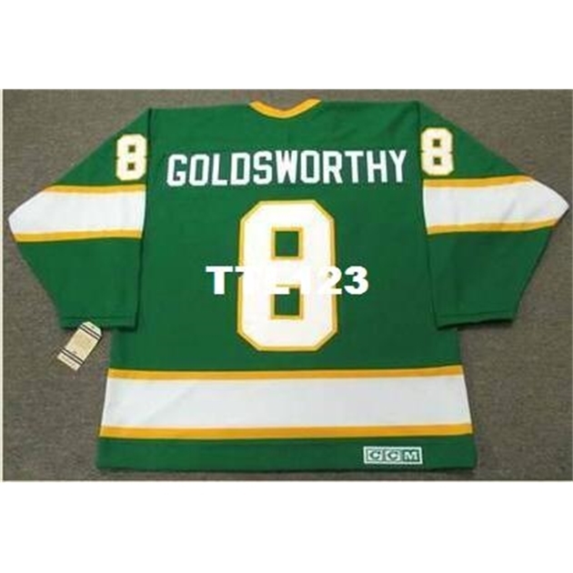 

740 #8 BILL GOLDSWORTHY Minnesota North Stars 1967 CCM Vintage Home Hockey Jersey or custom any name or number retro Jersey, Green