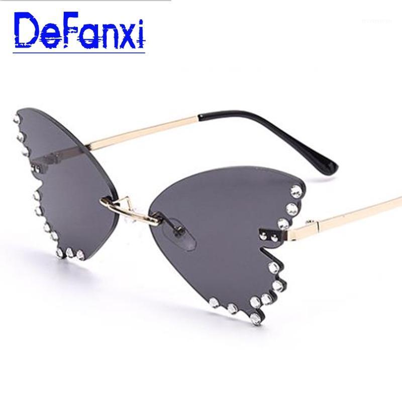 

Butterfly Rimless Diamond Sunglasses instagram Trendy unique Shades Luxury Designer Tinted Lens Cat Eye Sunglasses For Women UV1