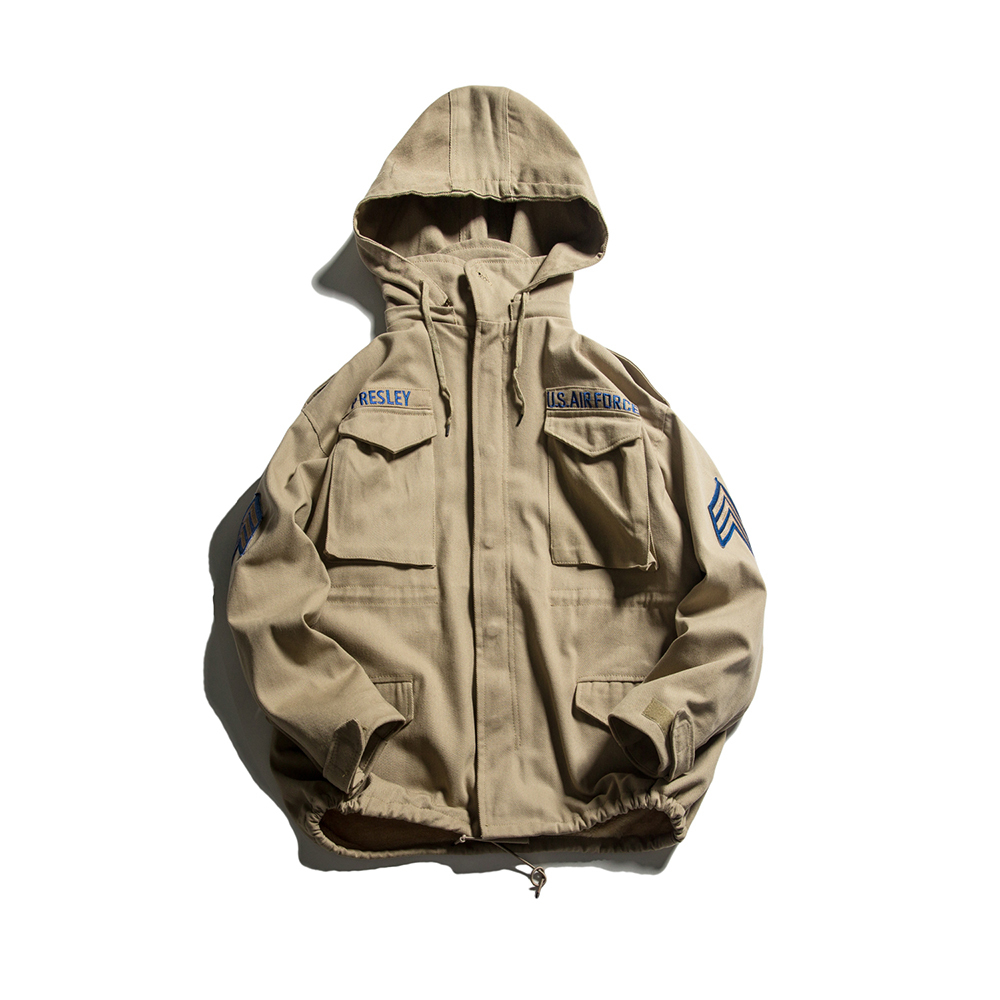 

2020 with Military Casual Hoodie Wool Jacket Homme Cotton Pilot Army Green Khakis Air Force Parka Men's Clothes