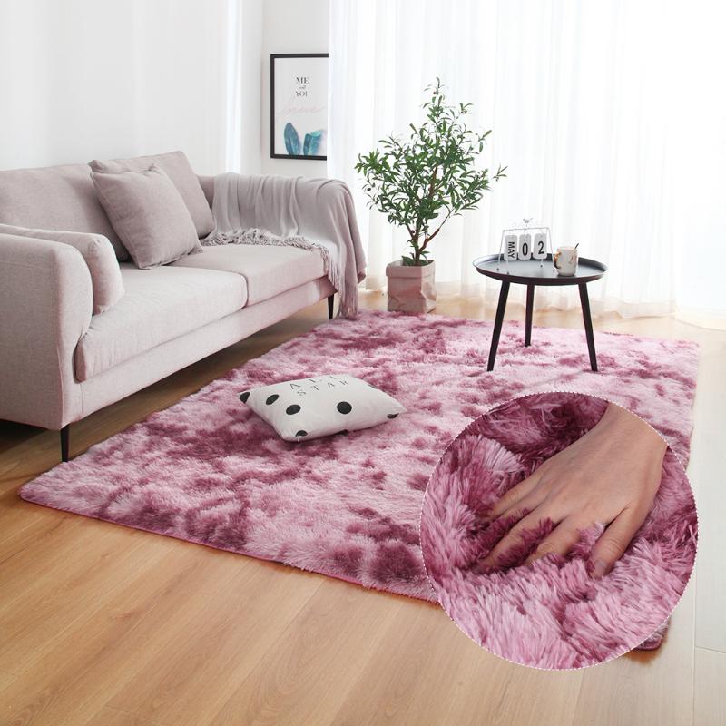 

Plush Soft Carpets Gray Carpet Tie Dyeing Anti-slip Floor Mats Bedroom Water Absorption Carpet Rugs For Living Room Bedroom