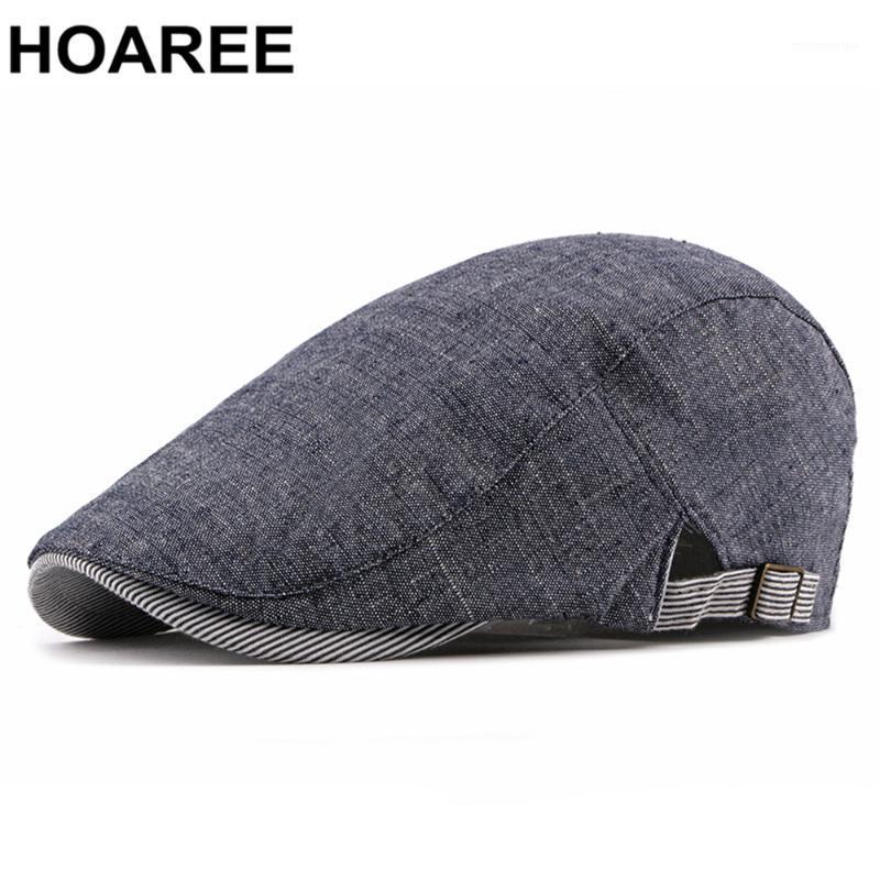 

HOAREE Gray Cotton Linen Flat Cap for Men Spring Summer Beret Man British Style Vintage Casual Ivy Irish Cap Adjustable 55-60cm1, Black