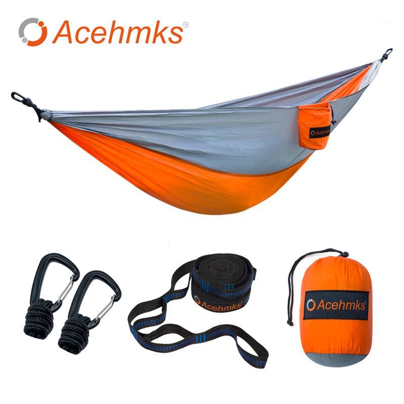 

Acehmks Aluminum snap-in camping hammock Portable folding ultralight parachute Garden swing Nylon hammock1