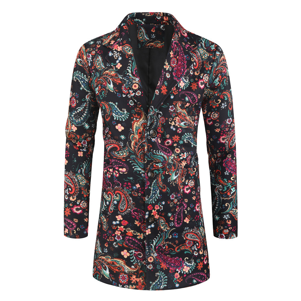 

Quality New Men's Christmas Fun Mid-length Print-fitting Spring Coat Autumn Windproof Street Jacket Xm9t, N062