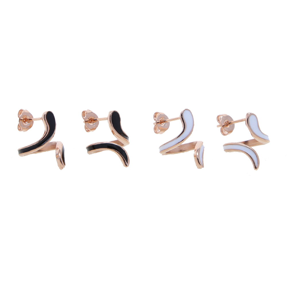 

2021 Wholesale Factory price Enamel White Black color lovely Snake Shape Stud Earring for women cute girl wedding party gift jewelry