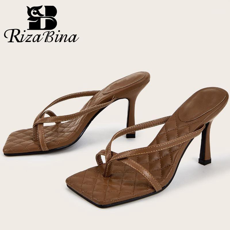 

RIZABINA Women High Heel Sandals Fashion Summer Shoes Woman Flip Flop Daily Sexy Women Shoes Party Footwear Size 36-421, Black