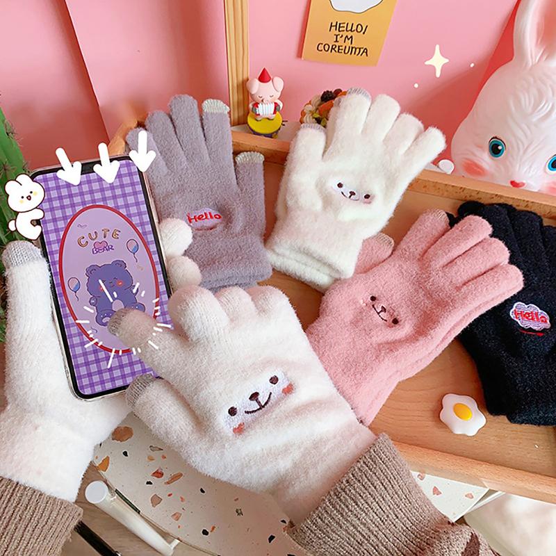 

Warm Plush Women Gloves Cute Cartoon Thick Gloves Girls Winter Hand Warm Keeping