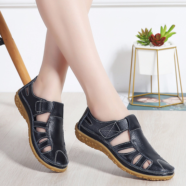 

2021 New Buckle Summer Comfortable Casual Non-slip Roman Solid Color Women's Sandals Beach Soft Female Loafers J9hj, Beige