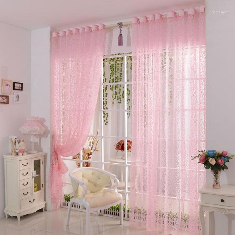 

Modern Floral Tulle Sheer Window Curtains for Living Room the Bedroom1, Yellow
