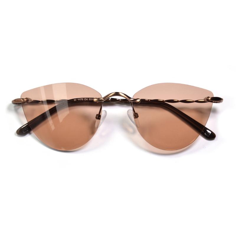 

Sunglasses Women Retro Cat Eye Rimless Fashion Light Pink UV400 Sunlens Janpanses Gold Vintage Brown Metal Eyeglasses Frame Lady