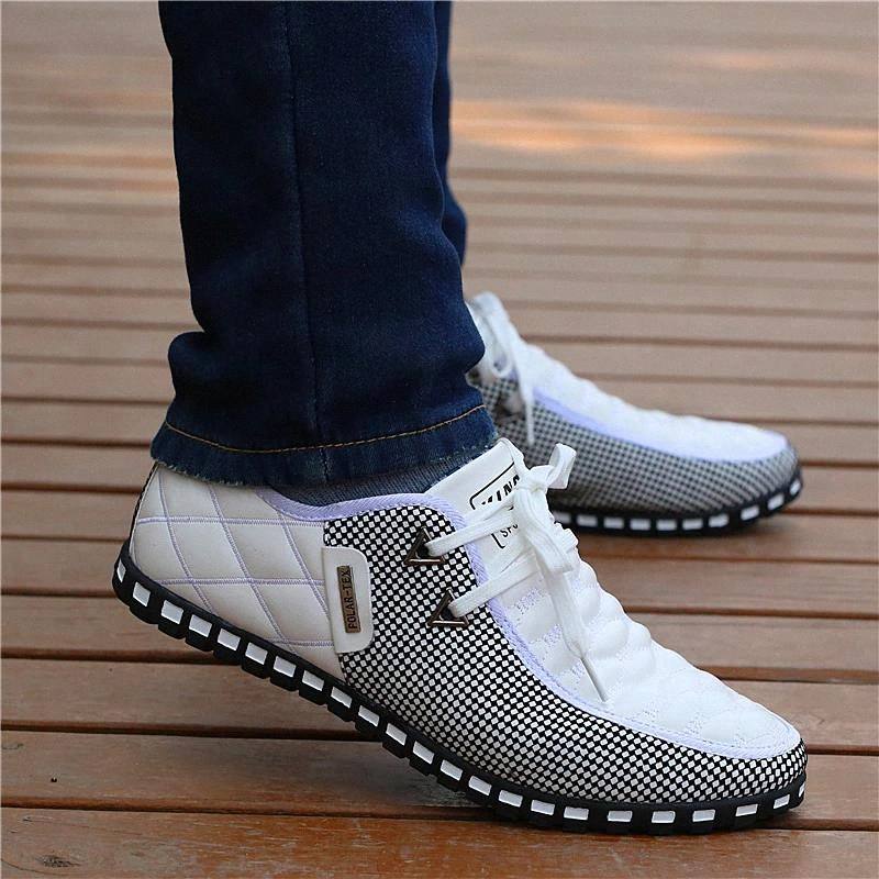 

Men Leather Shoes Autumn Men's Casual Shoes Breathable Light Weight White Sneakers Driving Pointed Toe Business Men #XB2x, Black