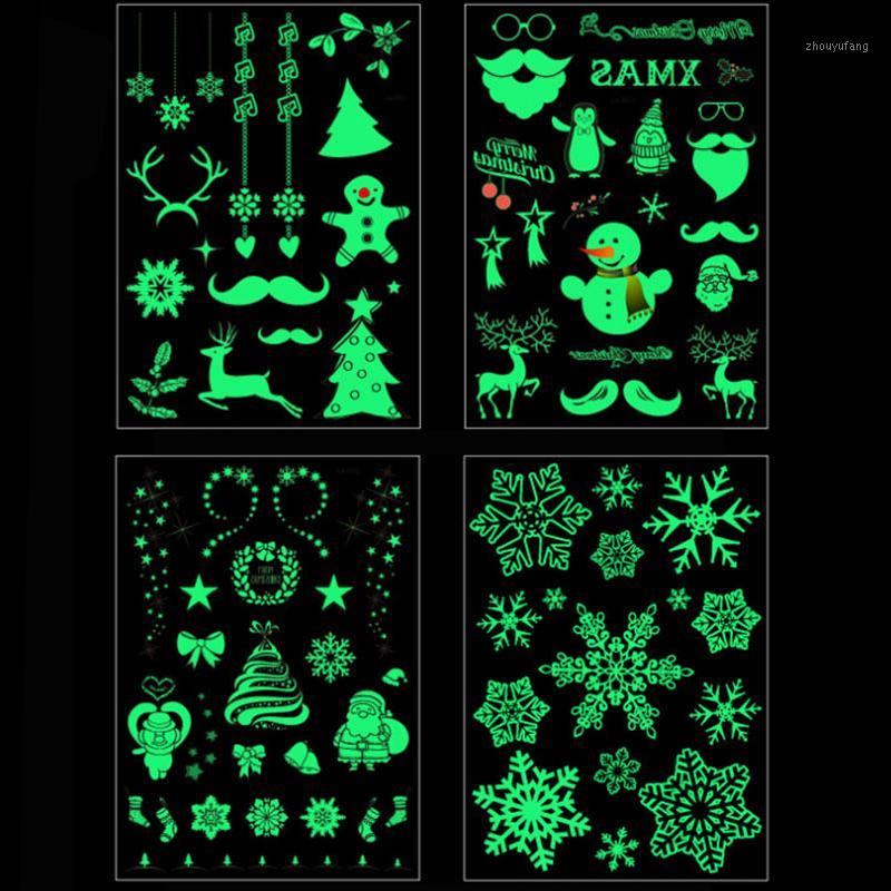 

Christmas Decorations 1pcs Luminous Snowman Sticker Glow In The Dark Tattoo Stickers Navidad 2022 Merry For Home