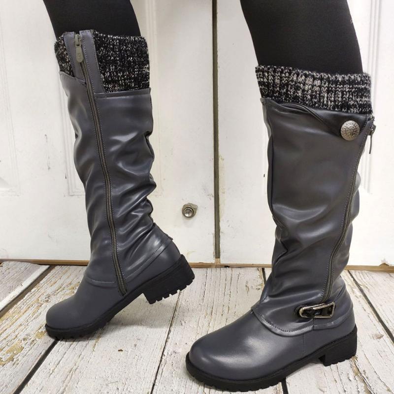 

On Sale Big Size 43 Dropship Vintage Retro Lady Great Quality Boots Zipper Knitting Riding Calf Boot Women Autumn Shoes Woman1, Black