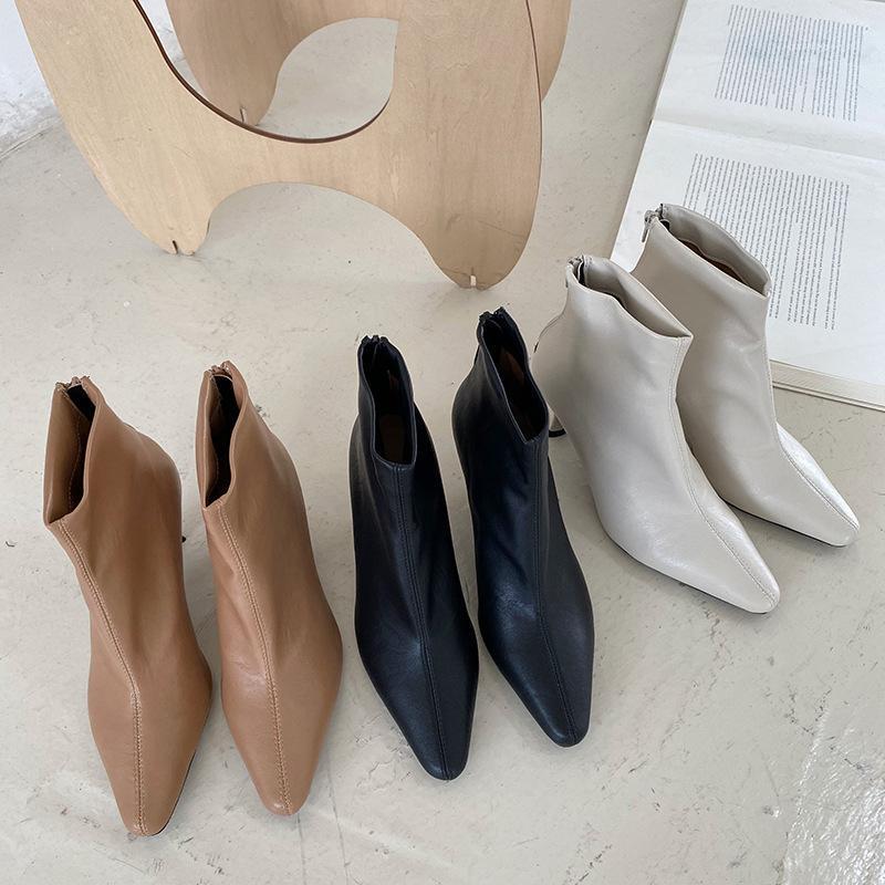 

Boots Women New 2020 Shoes Round Toe Luxury Designer Pointy Fashion Leather Low Mid-Calf Rubber Mid Calf Fabric Rome1