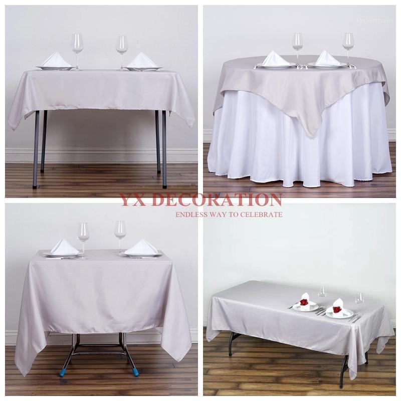 

1pcs Sale Square Rectangle Poly Table Cloth Overlay Seamless Tablecloth For Wedding Banquet Event Decoration1, White