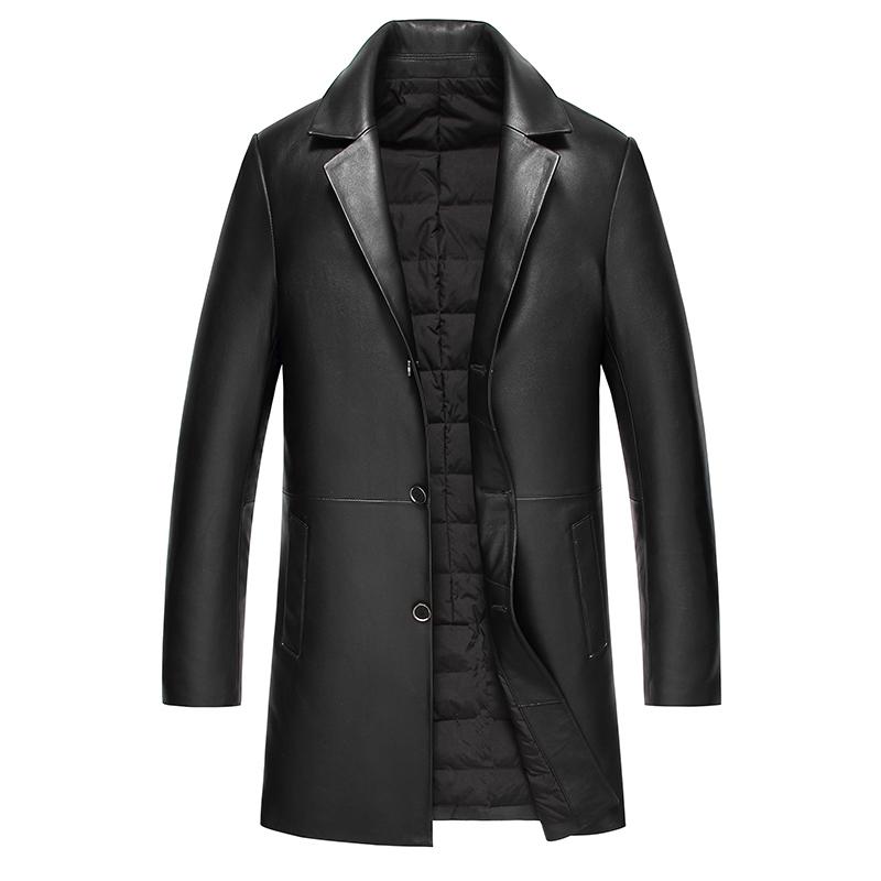 

Genuine Leather Jacket Men Winter Down Coat 2020 Fashion Sheepskin Coats Plus Size 6XL 7XL Jaqueta De Couro 16628 ZL380, Black thin