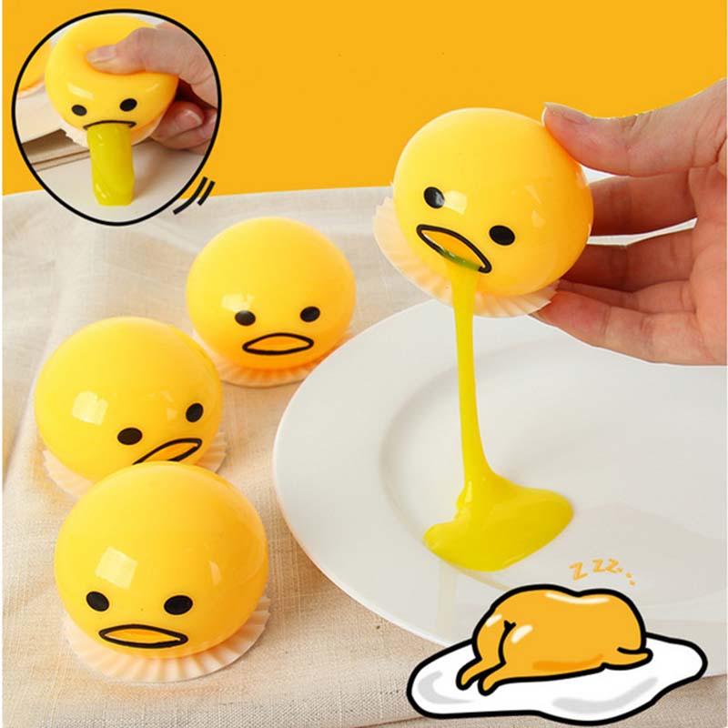 

Squishy Vomitive Egg Yolk Yellow Lazy Egg Joke Toy Ball Squeeze Funny Toys AntiStress Whole person vomiting disgusting