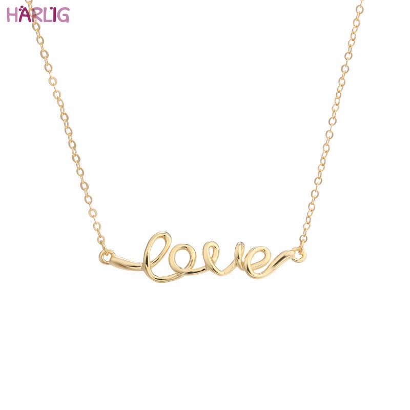 

Harlig sterling silver 925 letters necklace for women allergy free fashion jewelry trendy style