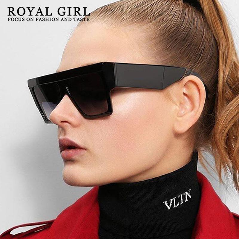 

ROYAL GIRL Vintage Square Sunglasses Women Oversize Black Red Eyewear Female Gradient Mirror Lens Sun Glasses Men UV400 ss239