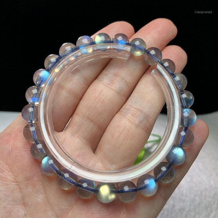 

Natural Stone Shiny Gray BlueLigth Labradorite Beads Bracelet 7-10mm Stretch Beaded, Strands, Black
