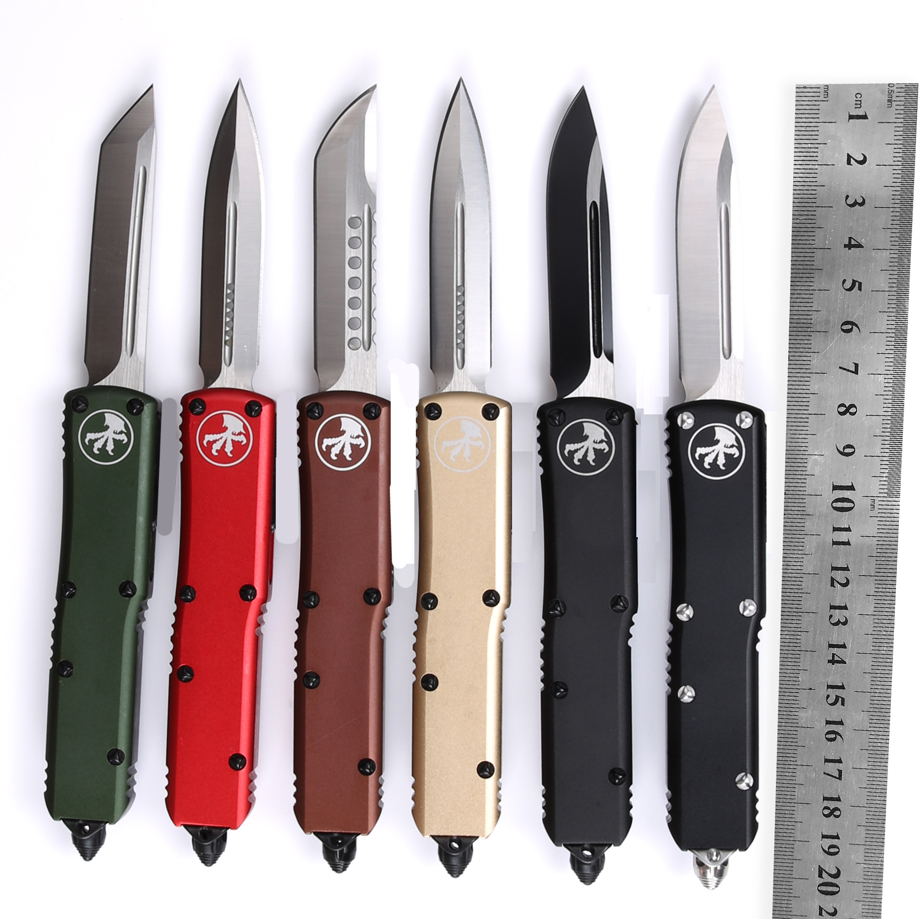 

Automatic knife double action Tactical micro knives tech carbide class breaker pocket knife aluminum handle auto EDC tools HW50