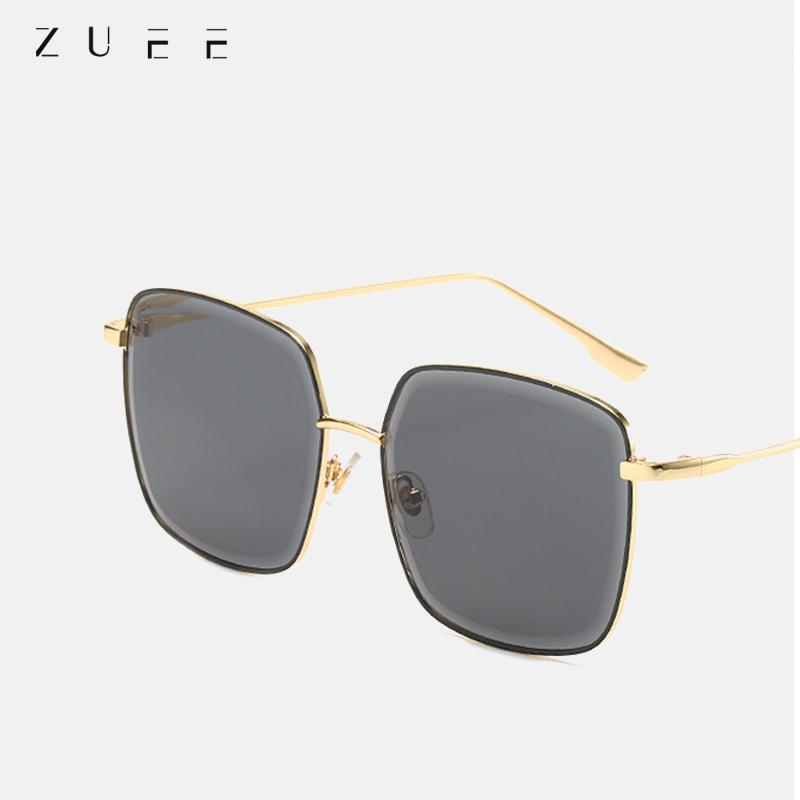 

Sunglasses ZUEE Metal For Women Square Fashion Rhinestone Cutting Gradient Grey Vintage Sun Glasses Ladies Trendy