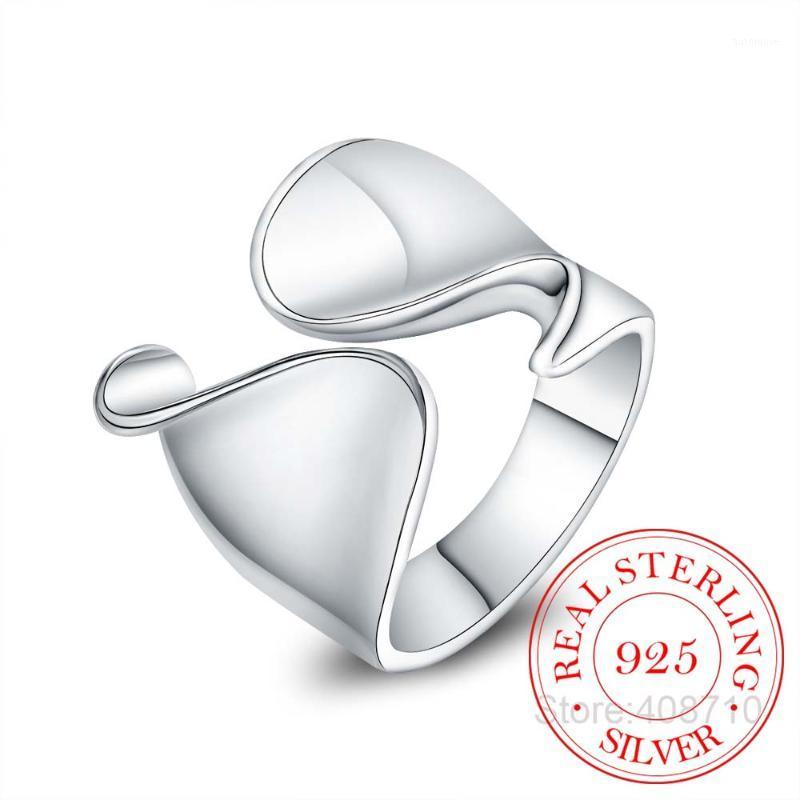 

2020 New 925 Sterling Silver Unique Design Smooth Ring For Women Fine Jewelry Beautiful Finger Open Ring For Party Birthday Gift1