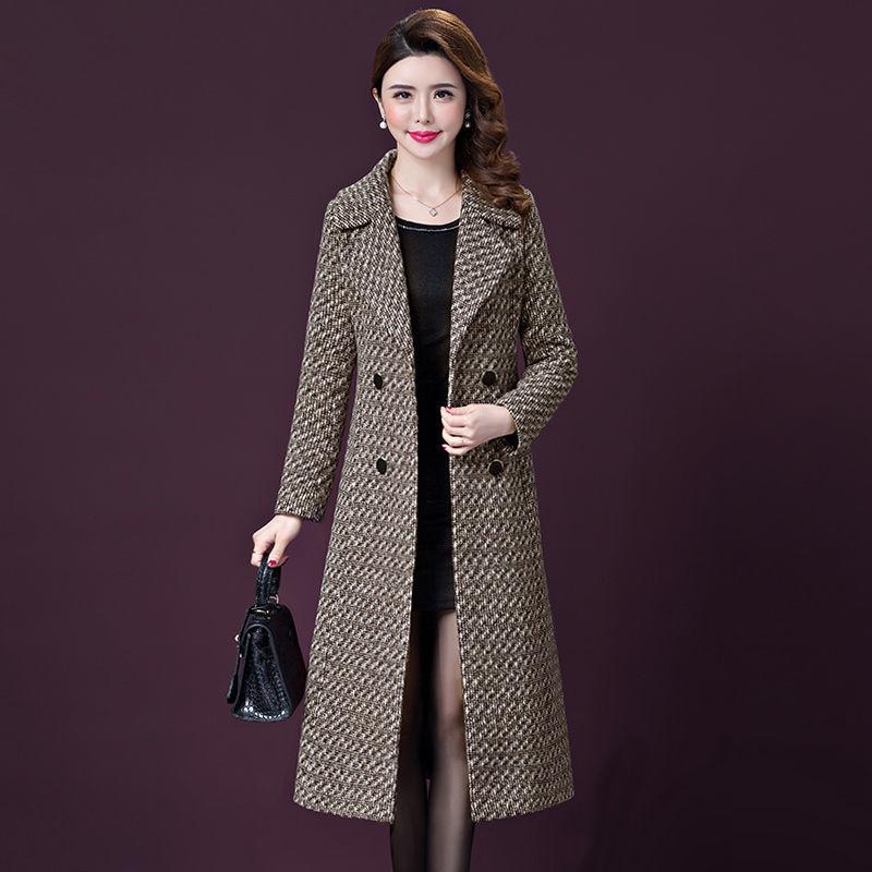 

Winter Check Women's Coat Warm Checkered Coats Female 2020 Thicken Women's Jacket Long Overcoat, Gray