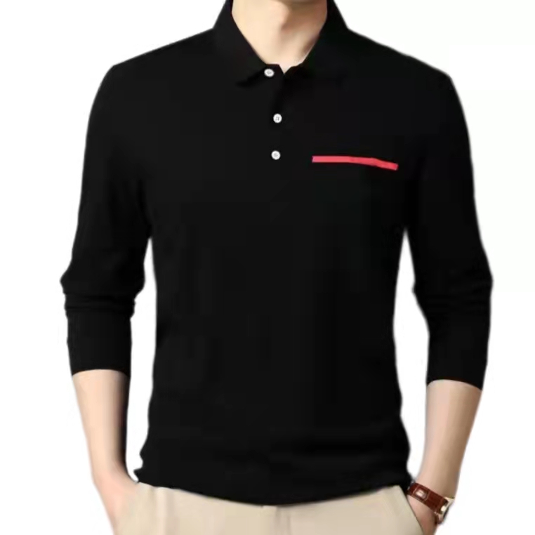 

Luxury mens polo t shirt solid color business casual multi fashion letter printed cotton long sleeved men shirts size s-5xl
