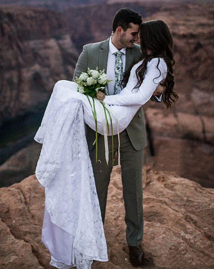 

New Full Lace Country Wedding Dresses Long Sleeve Mermaid Style Court Train Outdoor Wedding Gowns Jewel Neck Back zipper Bride Dress 2023, Water melon