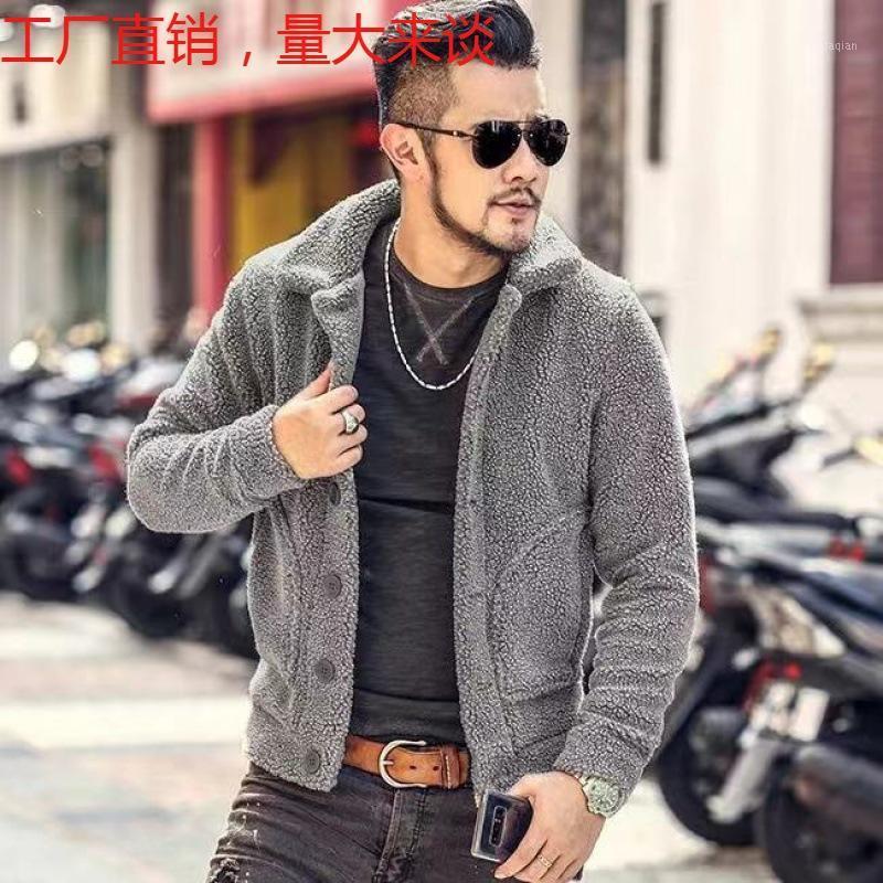 

Swyivy Winter Coats Men Lamb Fur Warm Winter Jackets Short Design 2020 Male Fur Outwear Solid Color Jackets for Men1, Gray
