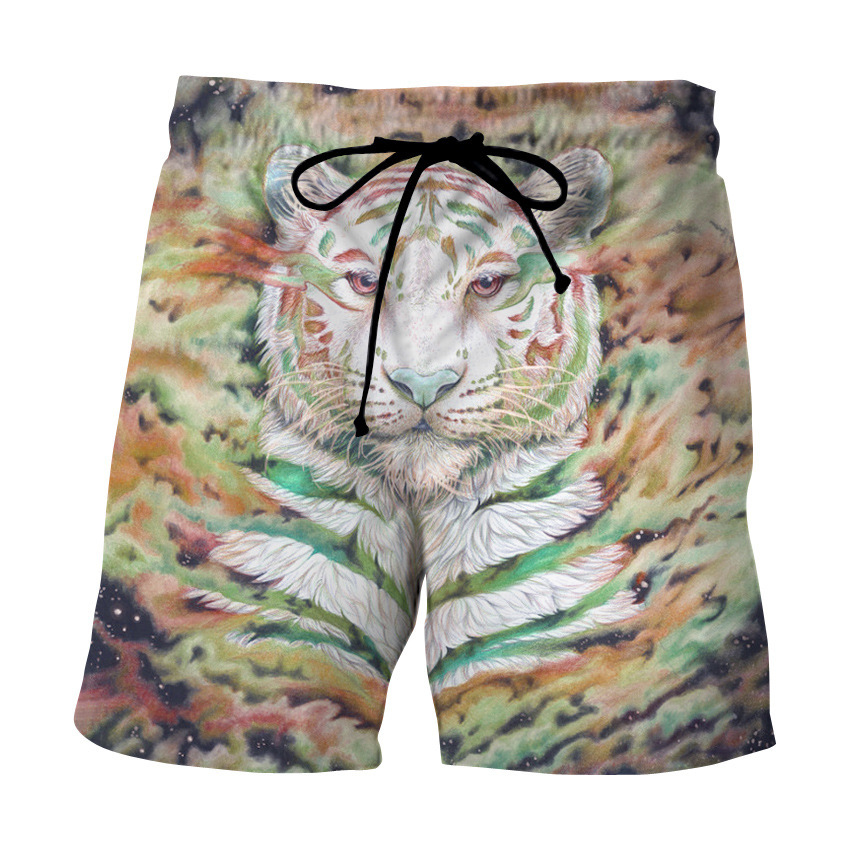 

3D Digital Printing Casual Shorts Men's Fashion Beach Shorts, Black;white