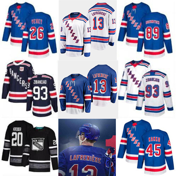 

2020 New York Rangers Jersey Hockey Alexis Lafreniere Kaapo Kakko Artemi Panarin Mika Zibanejad Kreider Vesey Lundqvist Shesterkin Strome, Youht white