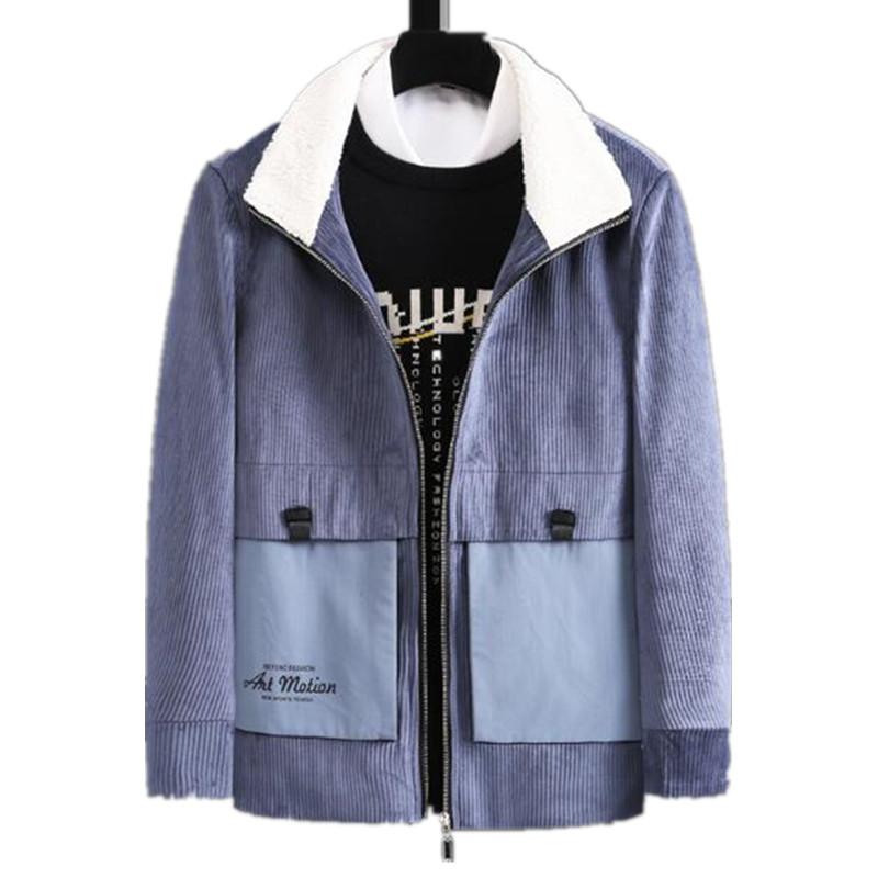

2020 Winter Jacket Men Cotton Padded Warm Loose Parka Coat Casual Corduroy Short Male Jacket Men's Clothing, Coral red