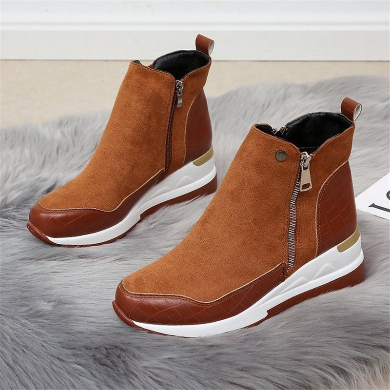 

Big Size Hot Tubing Round-headed Velvet Snow Female Larger Wild Side Zipper of Women's Boots Martin U6lc, 9289-01