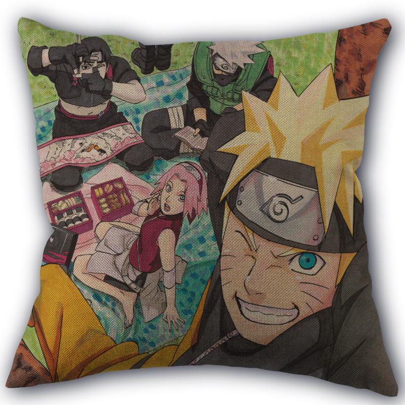 

Custom Naruto Anime Pillowcase Linen Cotton Fabric Pillowcases Wedding Pillow Cover Home Decorative size 45x45cm one side Pillow Case