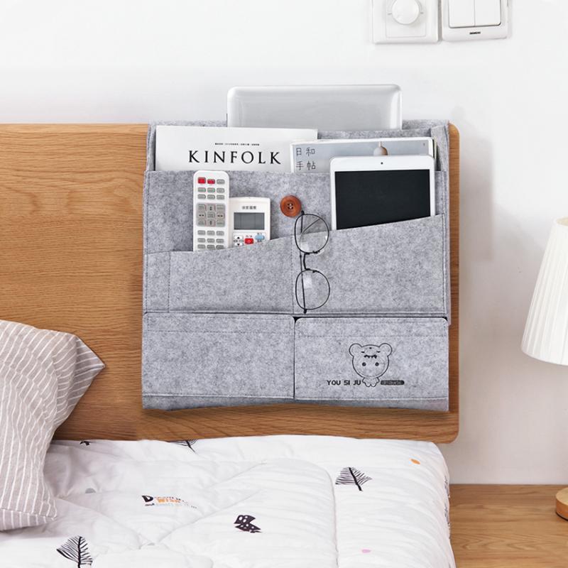 

Storage Bags Creative Felt Bedside Bag Bedroom Organizer Magazine Pouch Tissue Box Finishing Wall Phone Holder Pocket
