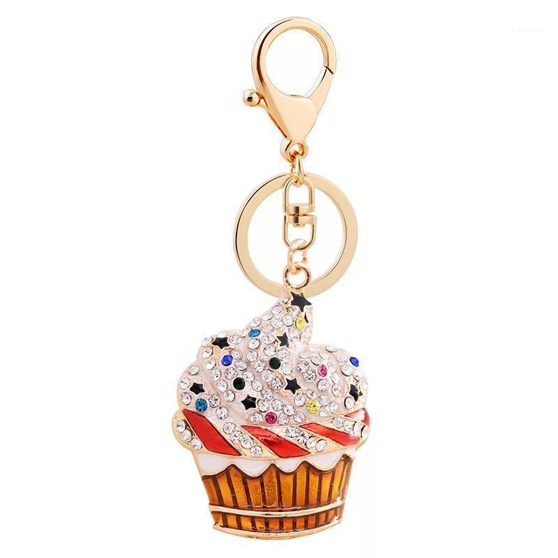 

2020 creative crystal cream keychain Cute sweet personality cylinder cream bag pendant accessories car key ring charm1