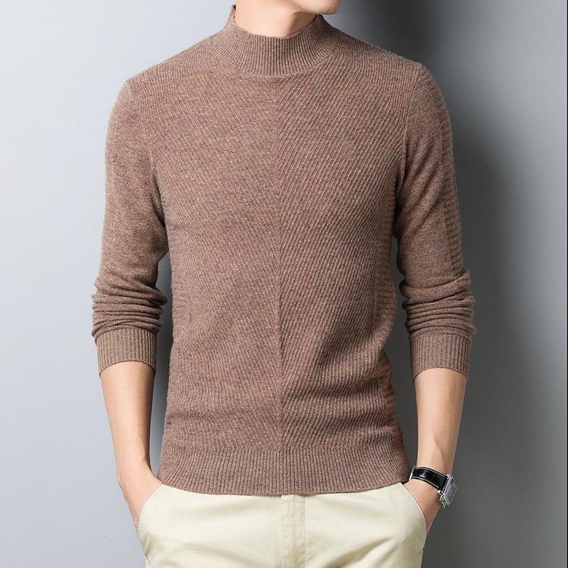 

Men's Sweaters Men Sweater Autumn Half High Collar Pullovers Bottoming Shirt Korean Version Cultivation Fashion Clothing, White;black