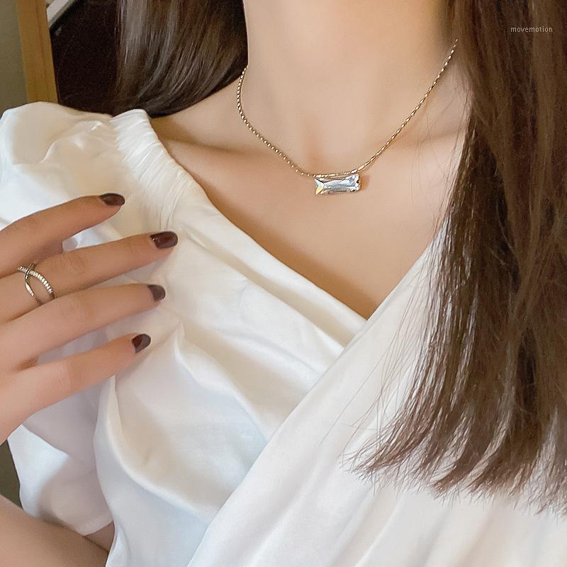 

Personality Simple Geometric Transparent Crystal Pendant Necklace Jewelry Fashion Women Girl Clavicle Chain Accessories1