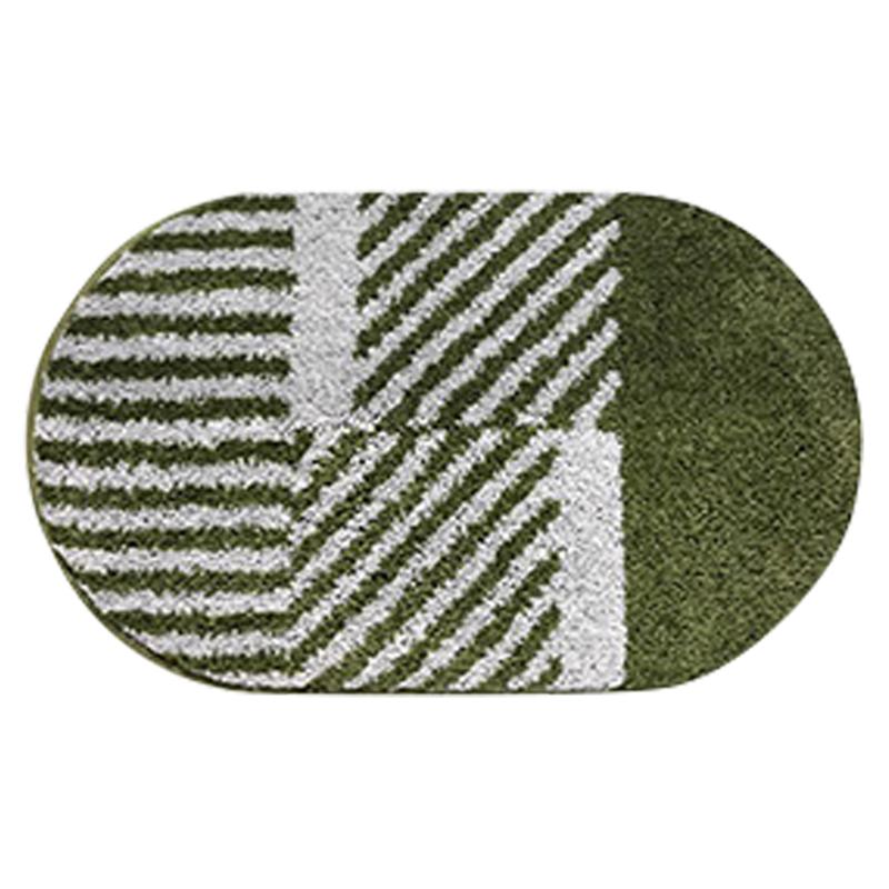 

Room Floor Shower Toilet Non Slip Bedroom Striped Modern Machine Washable Oval Water Absorbent Area Rug Bath Mat Ultra Soft