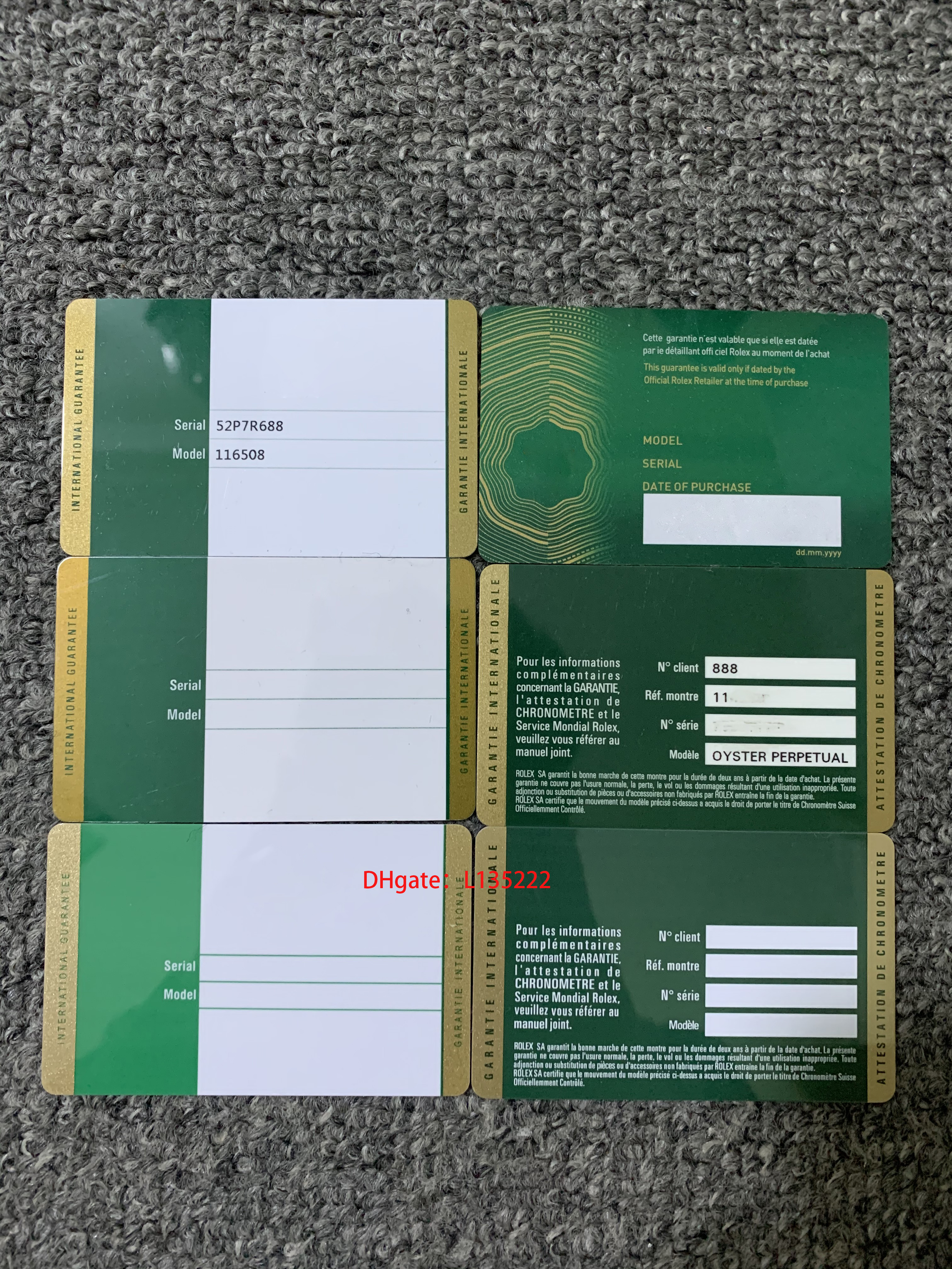 

2020 card security green custom warranty card printing pattern card serial number warranty attention label