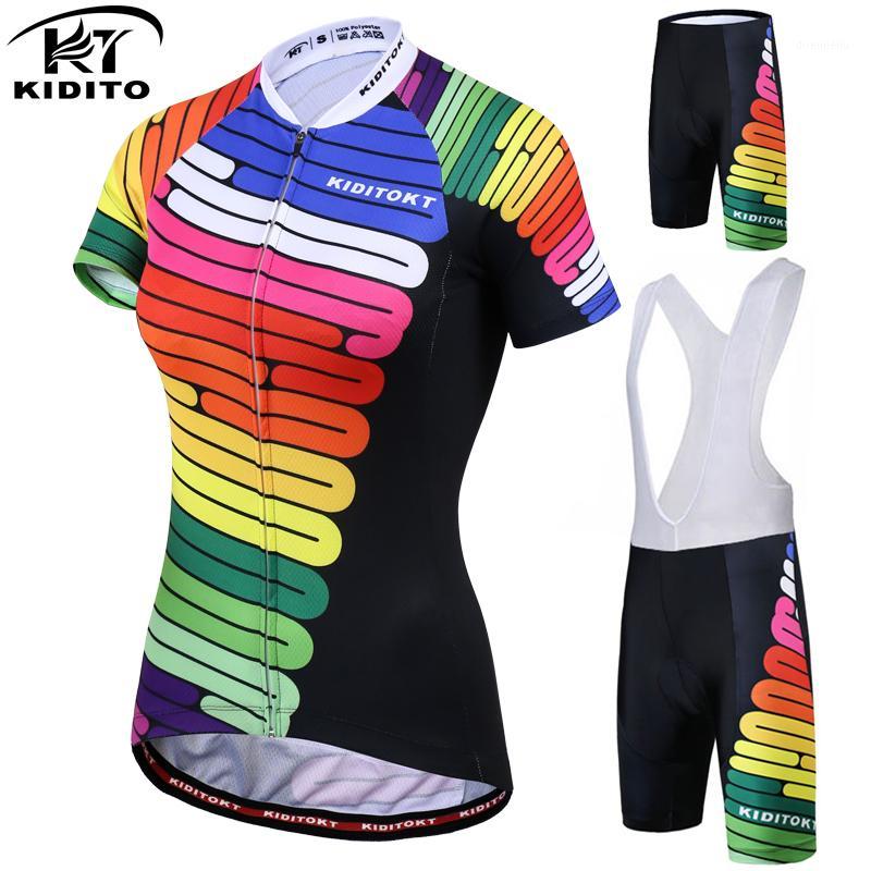 

KIDITOKT Pro Women Cycling Jersey Set Anti-UV MTB Bike Clothes Cycling Uniform Summer Quick-Dry Bicycle Clothing Suit1, Women jersey