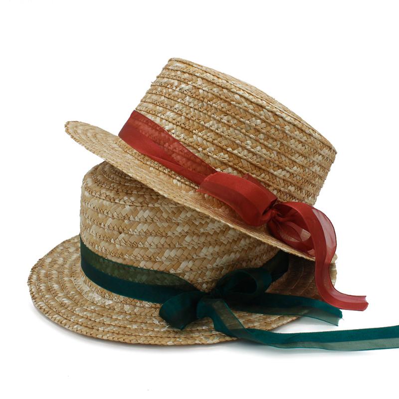 

Wide Brim Hats 2021 Fashion Classical Style Sun Hat For Women Bowknot Flat Elegant Lady Women's Summer Bow Straw, White