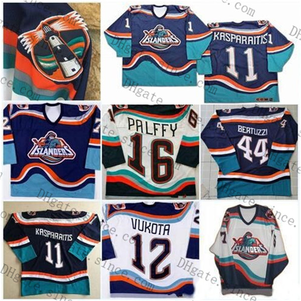 

New York Islanders 16 Ziggy Palffy Fisherman Darius Kasparaitis JohnTavares Korolev Brent Severyn Berard Custom Vintage Retro Hockey Jersey, Black;red