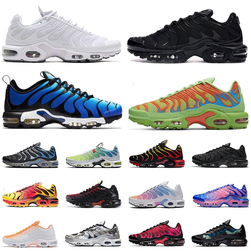 

2021 TN plus se mens women running shoes trainers triple black white Hyper Royal Blue Oreo Brushstroke Camo Fire Pink men sports sneakers, #1 gradient black red 40-46