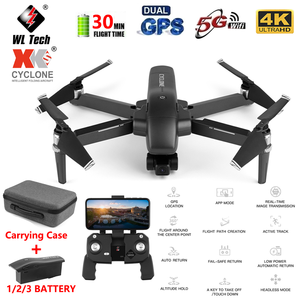 

WLtoys XK Q868 Brushless drone GPS 5G WIFI FPV with 2-axis Gimbal 4K Camera 30min Flight Time RC Quadcopter Drone RTF, Black