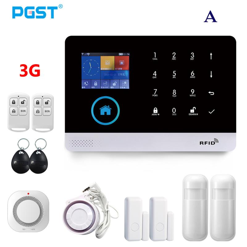 

PGST PG103 3G WiFi Alarm System Home Security Burglar Security LCD Touch Keyboard with Smoke Detector Motion Sensor Kit